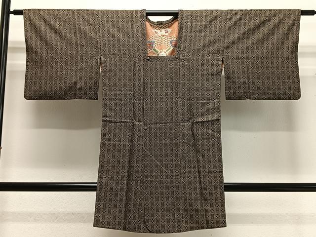 平和屋着物▽訪問着　単衣　紬地　手描き　草花文　正絹　逸品　AABA7796fy 平和屋着物▽訪問着 単衣 紬地 手描き 草花文 正絹 逸品 AABA7796fyの