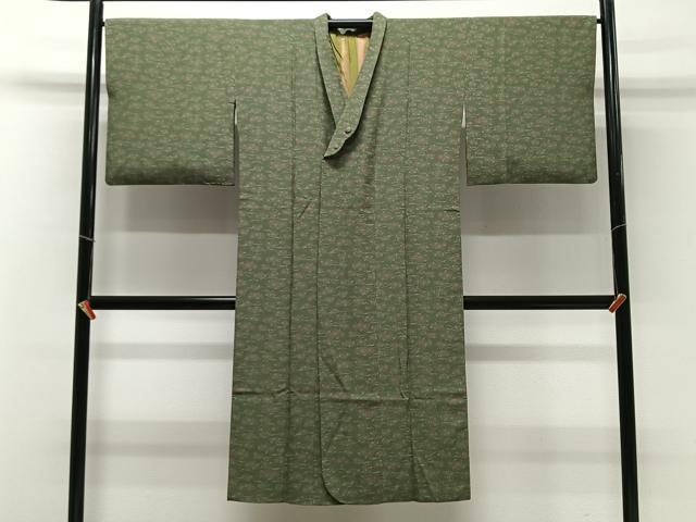 平和屋着物∞道中着　草花文　正絹　逸品　CABC3188ua