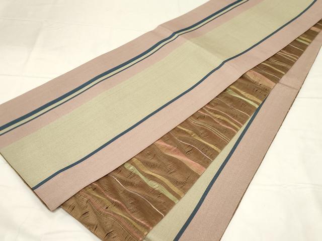 平和屋着物▽両面　全通柄袋帯　スリーシーズン　春夏秋　櫛織　横段文　正絹　逸品　CABC4698dy_9
