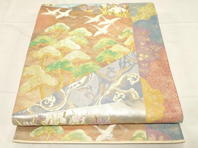 平和屋着物●西陣最高峰・北尾織物匠　六通柄袋帯　唐織　琳派歌仙献上文　金銀糸　正絹　逸品　CABC4699dy