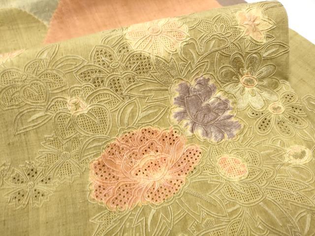 平和屋着物●中国三大刺繍　スワトウ相良刺繍　総刺繍　九寸名古屋帯　紬地　絞り　花車文　正絹　逸品　CABC5345hy_2