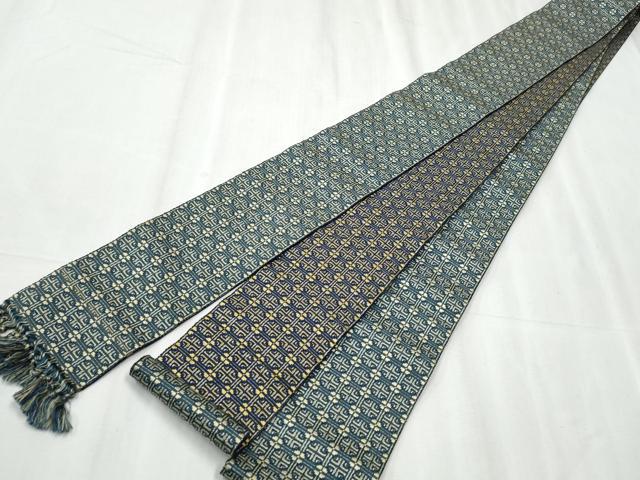 平和屋着物●男性　本場筑前博多織　角帯　幾何学文様　正絹　逸品　CABC5363hy