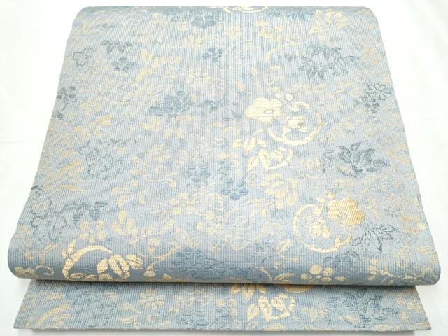 平和屋着物●六通柄袋帯　花唐草文　金糸　正絹　逸品　CABC5408hy