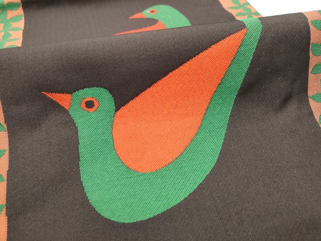 平和屋着物●六通柄　本袋帯　唐織　鳥　正絹　逸品　CABC5452hy 平和屋着物◎六通柄袋帯 唐織 花鳥丸文 黒地 金銀糸 正絹 逸品