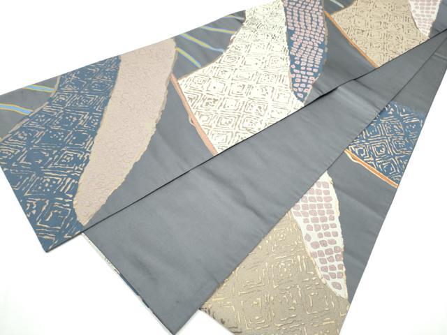 平和屋着物●世界的人形師　辻村寿三郎　ジュサブロー　六通柄袋帯　扇面菱花文　金糸　正絹　逸品　CABC5513hy