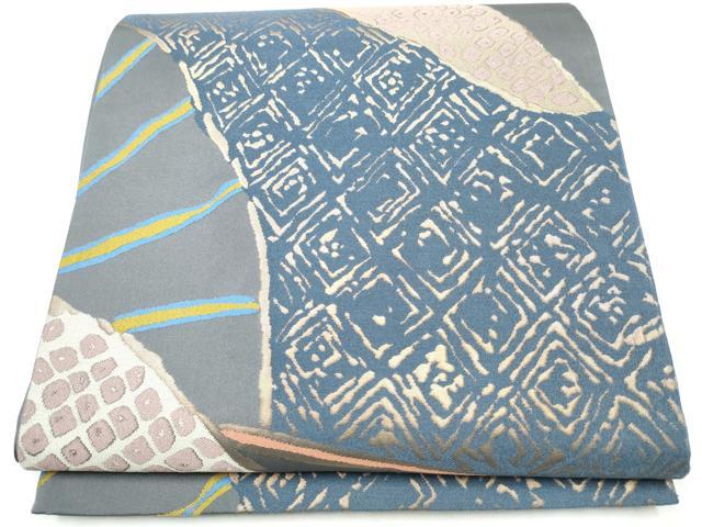 平和屋着物●世界的人形師　辻村寿三郎　ジュサブロー　六通柄袋帯　扇面菱花文　金糸　正絹　逸品　CABC5513hy