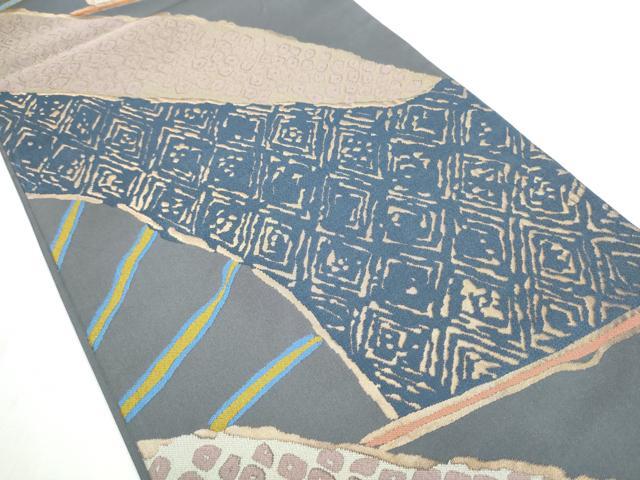 平和屋着物●世界的人形師　辻村寿三郎　ジュサブロー　六通柄袋帯　扇面菱花文　金糸　正絹　逸品　CABC5513hy