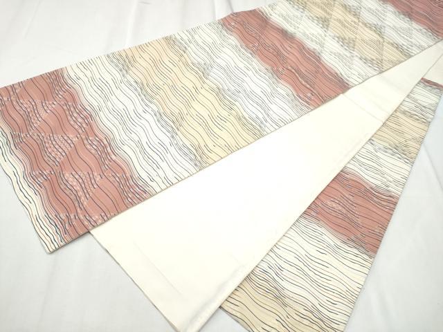 平和屋着物●六通柄袋帯　市楽波筏織　鱗文様　正絹　逸品　CABC5579hy_6