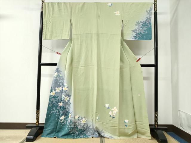 平和屋着物●訪問着　友禅　作家物　枝花文　暈し染め　正絹　逸品　未使用　CABC6427yc