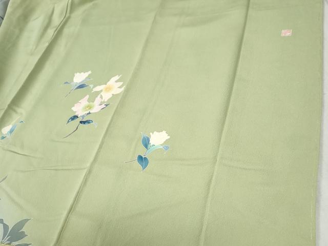 平和屋着物●訪問着　友禅　作家物　枝花文　暈し染め　正絹　逸品　未使用　CABC6427yc