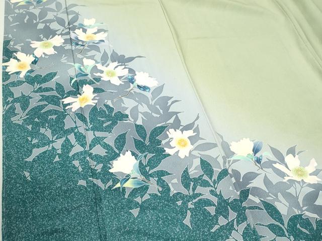 平和屋着物●訪問着　友禅　作家物　枝花文　暈し染め　正絹　逸品　未使用　CABC6427yc