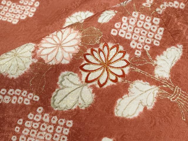 平和屋着物●創業460年・千總　訪問着　駒刺繍　絞り　青海波花文　金彩　正絹　逸品　CABC6433yc_4