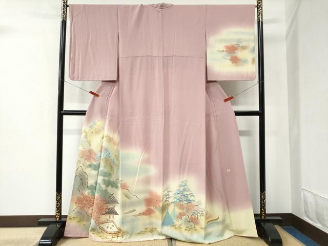 平和屋着物●訪問着　作家物　遠山樹林風景文　暈し染め　正絹　逸品　CABC6471yc