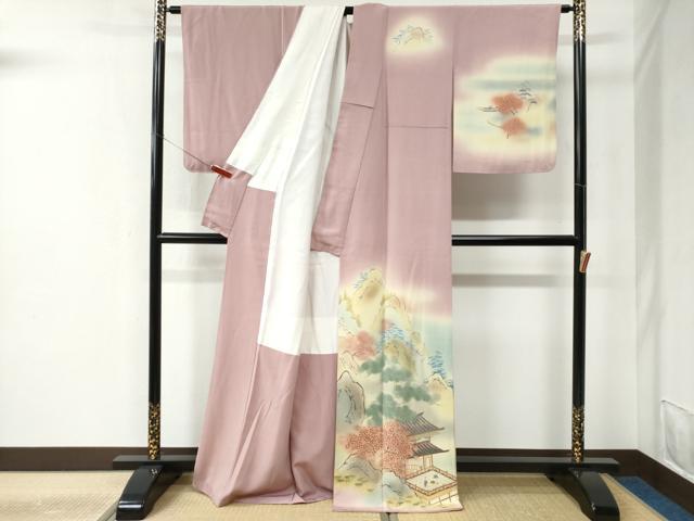 平和屋着物●訪問着　作家物　遠山樹林風景文　暈し染め　正絹　逸品　CABC6471yc_1