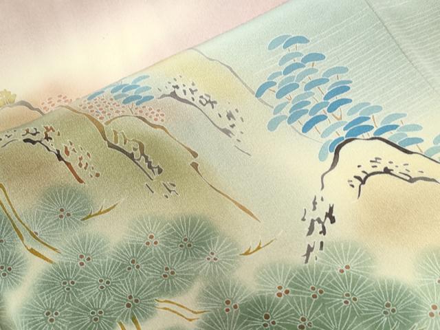 平和屋着物●訪問着　作家物　遠山樹林風景文　暈し染め　正絹　逸品　CABC6471yc_5