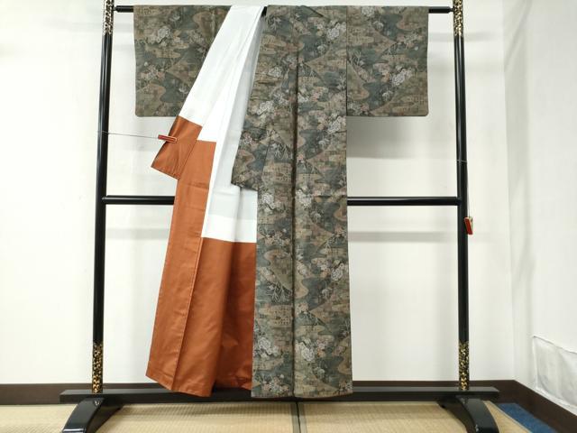 平和屋着物●本場大島紬　7マルキ　流水草花文　正絹　逸品　CABC6507yc 平和屋着物□本場大島紬 7マルキ 草花文 正絹 逸品 DABF4858qa - メルカリ