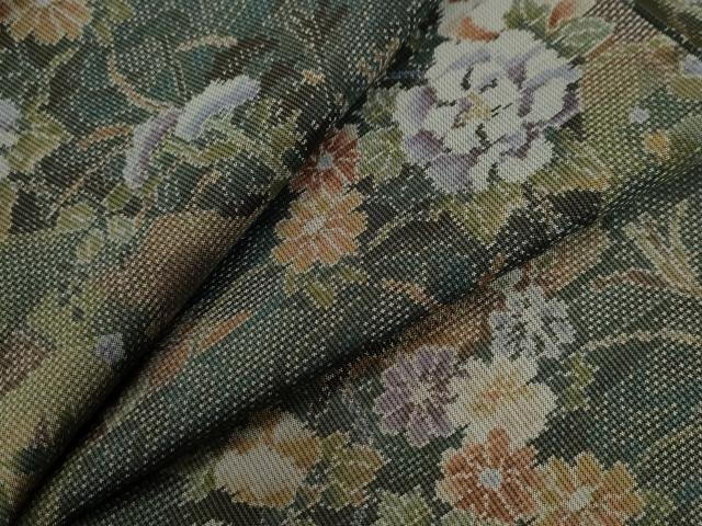 平和屋着物●本場大島紬　7マルキ　流水草花文　正絹　逸品　CABC6507yc 平和屋着物○本場大島紬 7マルキ 流水草花文 正絹 逸品 CABC6507yc