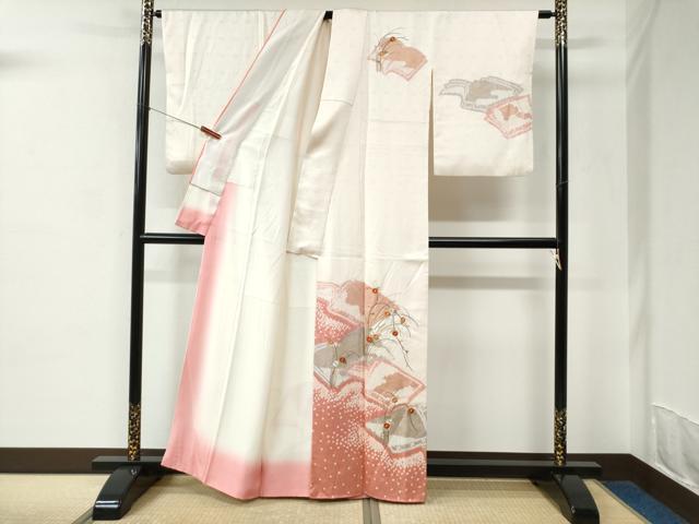平和屋着物●訪問着　総刺繍　絞り　冊子草花文　金彩　正絹　逸品　CABC6522yc_1