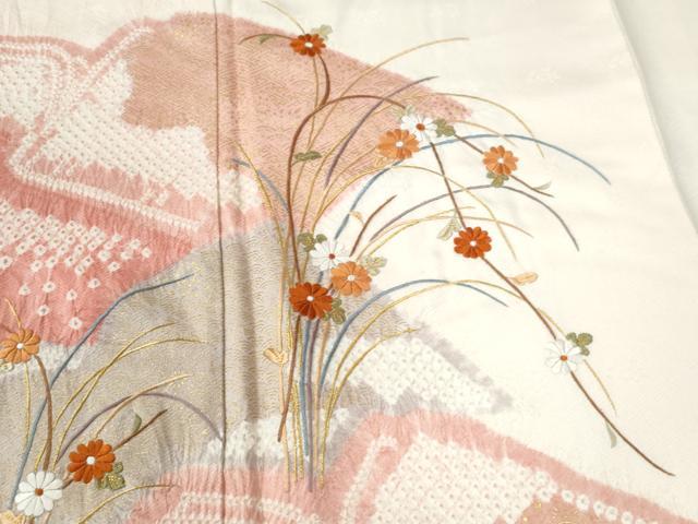 平和屋着物●訪問着　総刺繍　絞り　冊子草花文　金彩　正絹　逸品　CABC6522yc_2