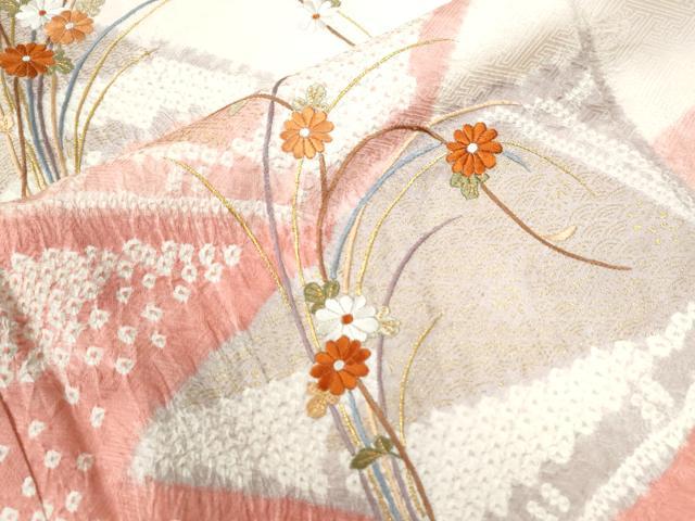 平和屋着物●訪問着　総刺繍　絞り　冊子草花文　金彩　正絹　逸品　CABC6522yc_4