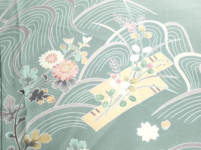 平和屋着物●訪問着　友禅　作家物　立波花筏文　暈し染め　正絹　逸品　CABC6529yc_2