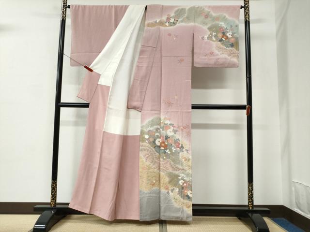 平和屋着物●訪問着　草花文　暈し染め　金彩　正絹　逸品　CABC6537yc_1