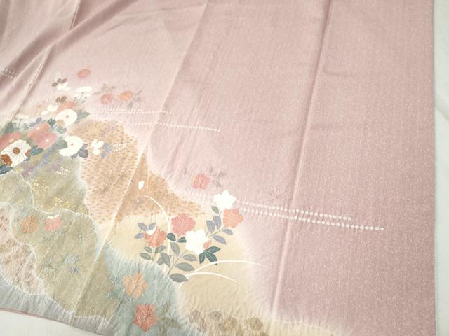 平和屋着物●訪問着　草花文　暈し染め　金彩　正絹　逸品　CABC6537yc_4