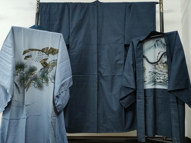 平和屋着物●男性　本場大島紬　アンサンブル・長襦袢セット　100亀甲　総詰め　正絹　逸品　未使用　CABC6551yc