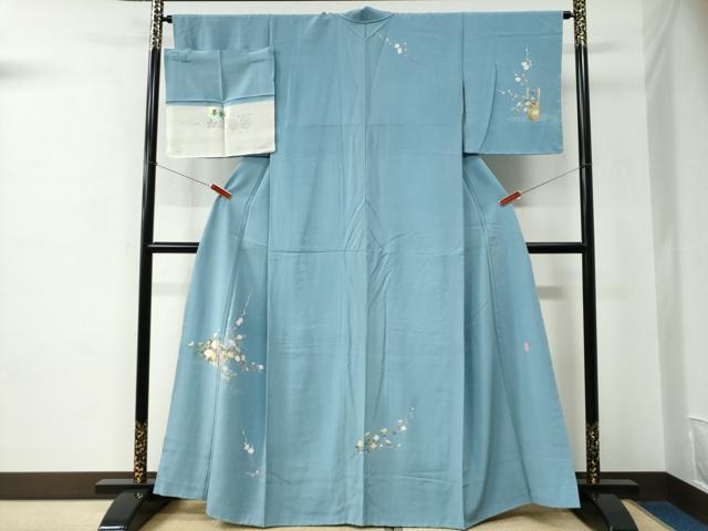 平和屋着物●訪問着　友禅　作家物　夢染里　草花文　反端付き　正絹　逸品　未使用　CABC6583yc 平和屋着物○訪問着 友禅 作家物 夢染里 草花文 反端付き 正絹 逸品 未