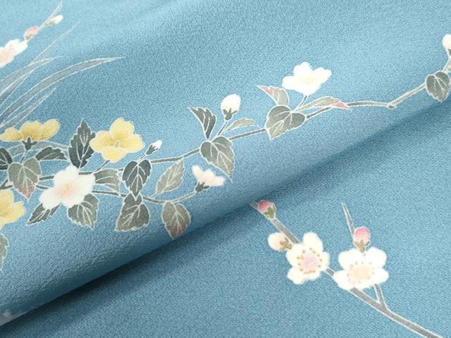 平和屋着物●訪問着　友禅　作家物　夢染里　草花文　反端付き　正絹　逸品　未使用　CABC6583yc 平和屋着物○訪問着 友禅 作家物 地紙花車文 暈し染め 正絹 逸品