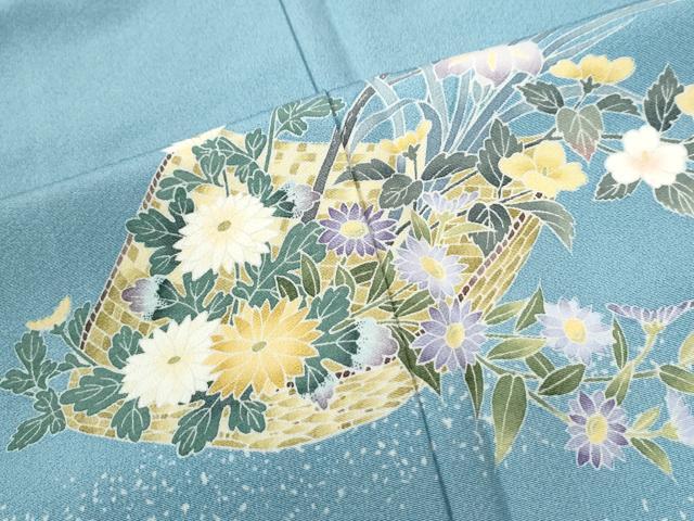 平和屋着物●訪問着　友禅　作家物　夢染里　草花文　反端付き　正絹　逸品　未使用　CABC6583yc 平和屋着物○訪問着 友禅 作家物 夢染里 草花文 反端付き 正絹 逸品 未