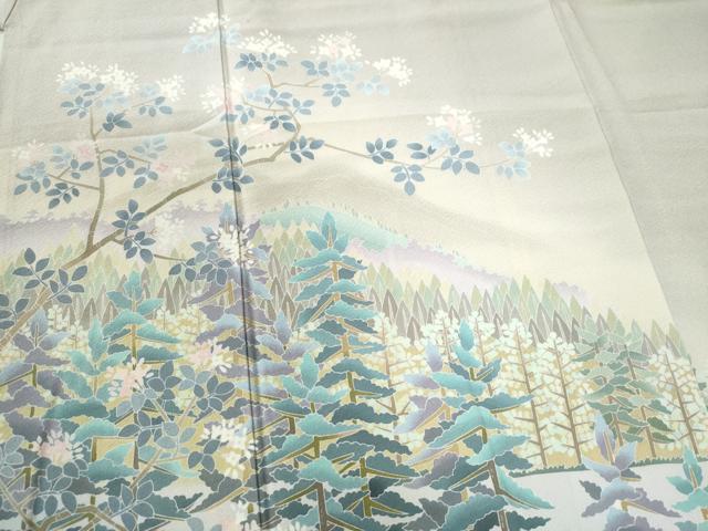 平和屋着物●十日町友禅作家　阿部佳雪　訪問着　遠山樹林文　暈し染め　正絹　逸品　CABC6586yc_2