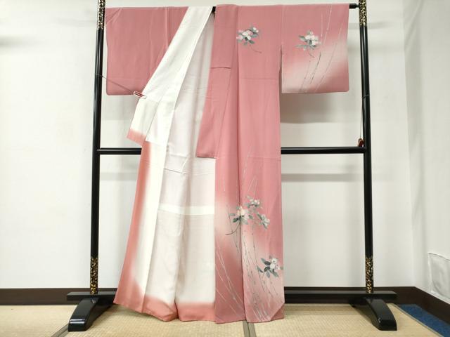 平和屋着物●訪問着　友禅　枝花文　暈し染め　正絹　逸品　CABC6605yc_1