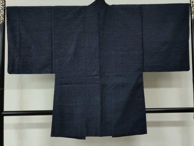 平和屋着物○男性 紬 アンサンブル 色無地 留紺色 正絹 逸品 未使用