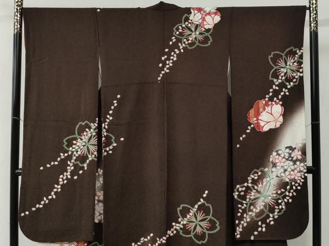 平和屋着物●豪華振袖　舞桜文　暈し染め　銀通し地　正絹　逸品　CABC6638yc_1