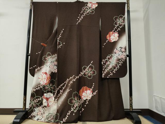 平和屋着物●豪華振袖　舞桜文　暈し染め　銀通し地　正絹　逸品　CABC6638yc