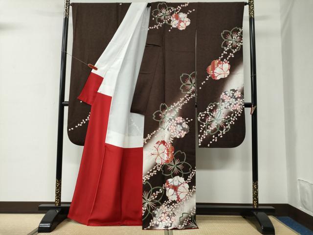 平和屋着物●豪華振袖　舞桜文　暈し染め　銀通し地　正絹　逸品　CABC6638yc_3