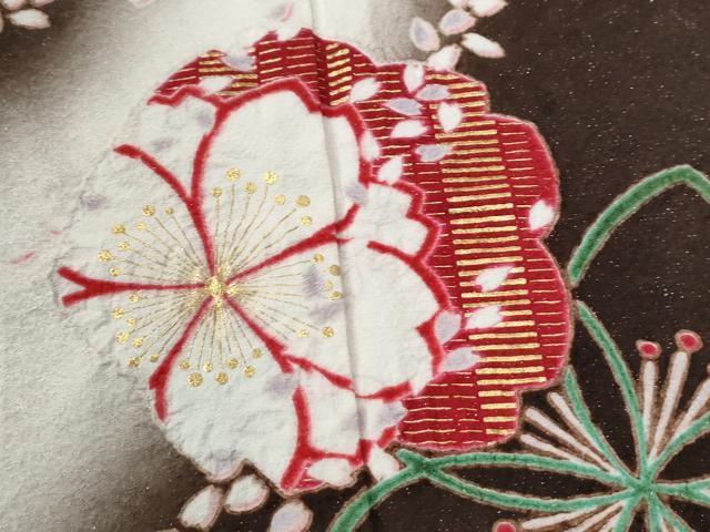 平和屋着物●豪華振袖　舞桜文　暈し染め　銀通し地　正絹　逸品　CABC6638yc_4