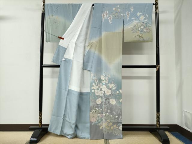 平和屋着物●訪問着　友禅　作家物　枝花文　暈し染め　正絹　逸品　CABC6653yc_1