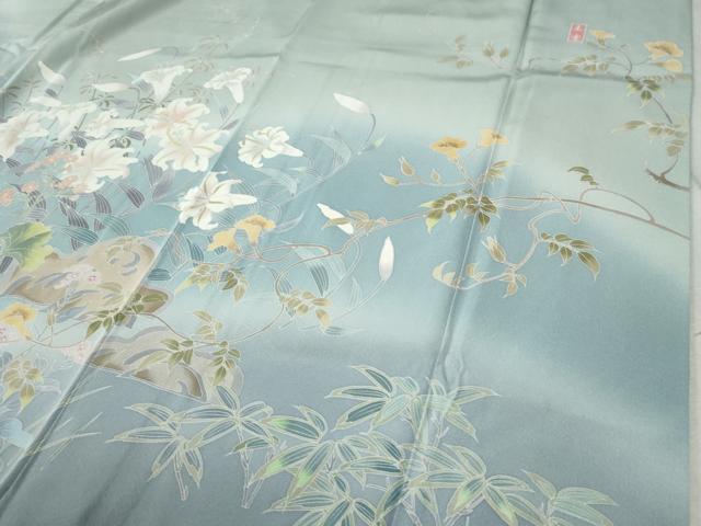平和屋着物●訪問着　友禅　作家物　枝花文　暈し染め　正絹　逸品　CABC6653yc_4