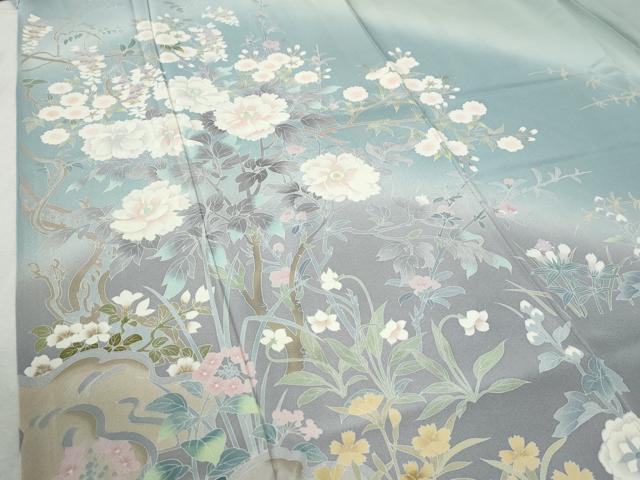 平和屋着物●訪問着　友禅　作家物　枝花文　暈し染め　正絹　逸品　CABC6653yc_3