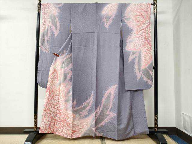 平和屋着物●豪華振袖　絞り　花蝶文　暈し染め　銀通し地　正絹　逸品　CABC6662yc