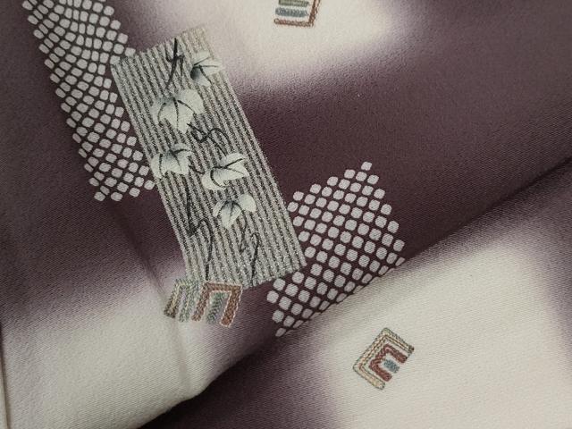 平和屋着物●訪問着　刺繍　色紙重ね源氏香枝葉文　蛍暈し　正絹　逸品　CABC6682yc_4