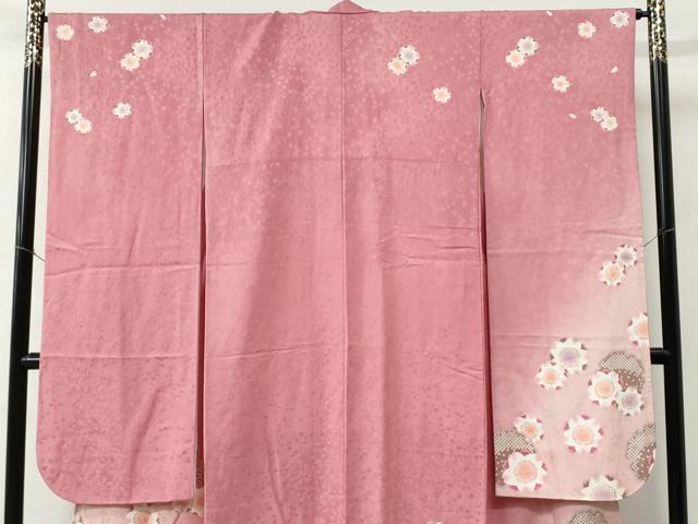 平和屋着物●豪華振袖　雪輪舞桜文　暈し染め　金彩　正絹　逸品　CABC6695yc_1
