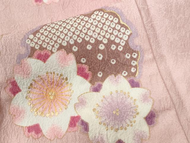 平和屋着物●豪華振袖　雪輪舞桜文　暈し染め　金彩　正絹　逸品　CABC6695yc_7