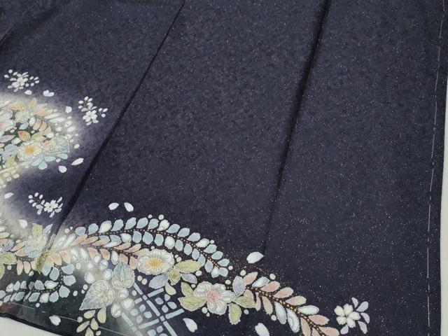 平和屋着物●訪問着　辻が花　暈し染め　銀通し地　ロング丈　正絹　逸品　未使用　CABC6723yc_4