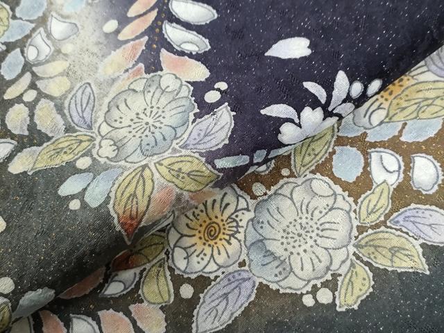 平和屋着物●訪問着　辻が花　暈し染め　銀通し地　ロング丈　正絹　逸品　未使用　CABC6723yc_5