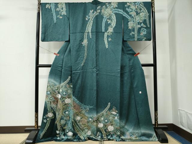 平和屋着物●訪問着　作家物　辻が花　絞り　金彩　ロング丈　正絹　逸品　CABC6843yc