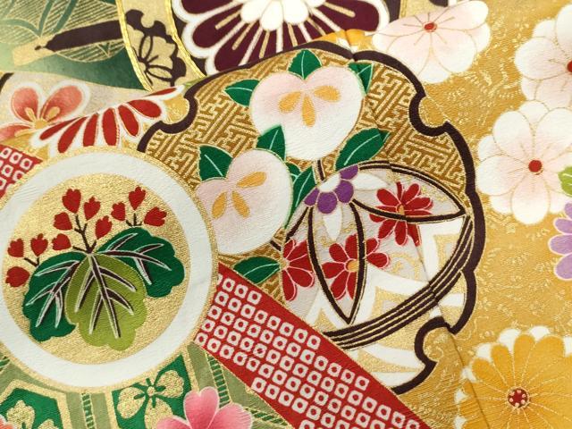 平和屋着物●豪華振袖　駒刺繍　雪輪毬牡丹花文　暈し染め　金彩　正絹　逸品　CABC6864yc_7