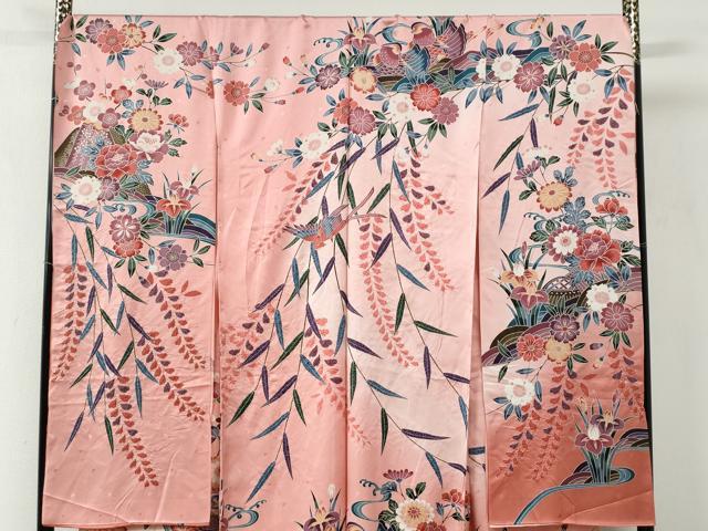平和屋着物●豪華振袖　型染め　御所解鴛鴦花文　暈し染め　仮絵羽　逸品　未使用　CABC6868yc_1